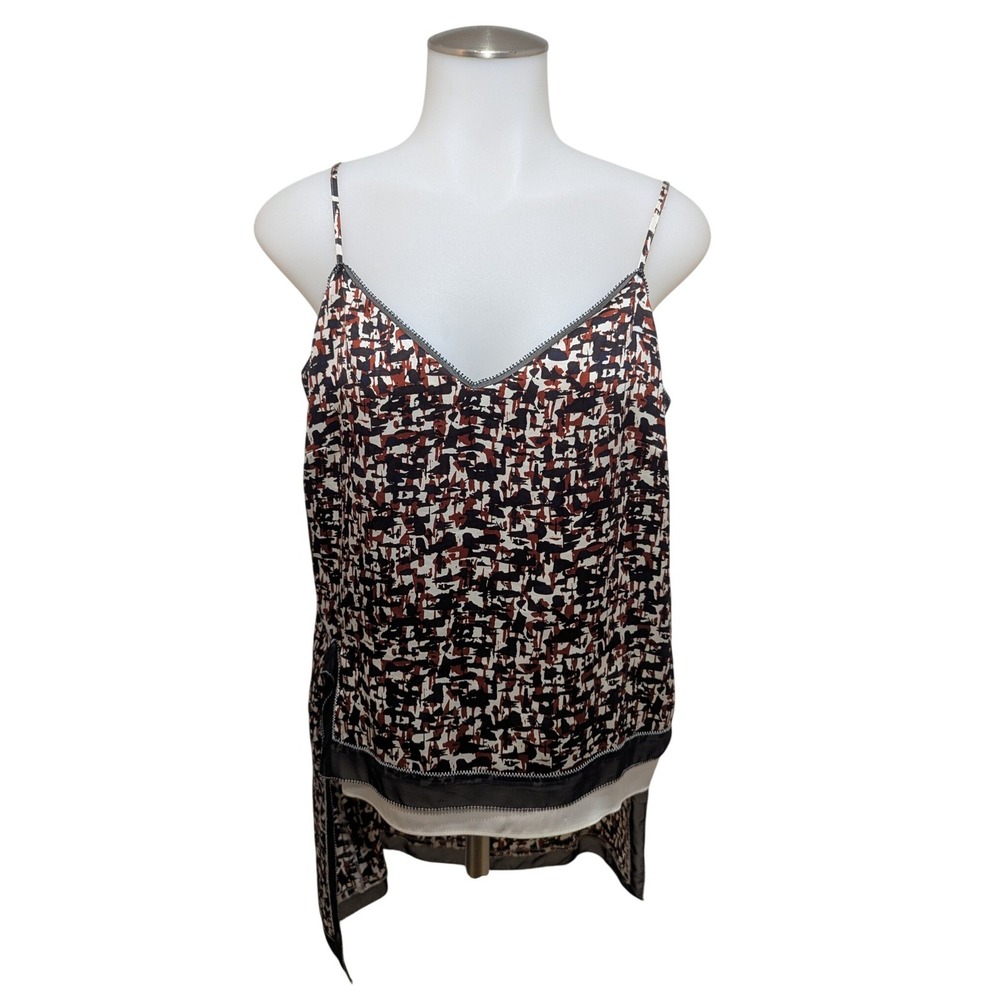 DKNY Camisole Top‎ Womens Medium Multi Color Silk Blend High Low P22526LB Career
